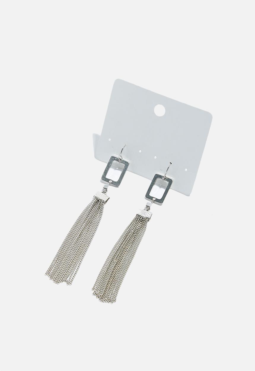 dailyfriday - Square and tassel earrings - silver