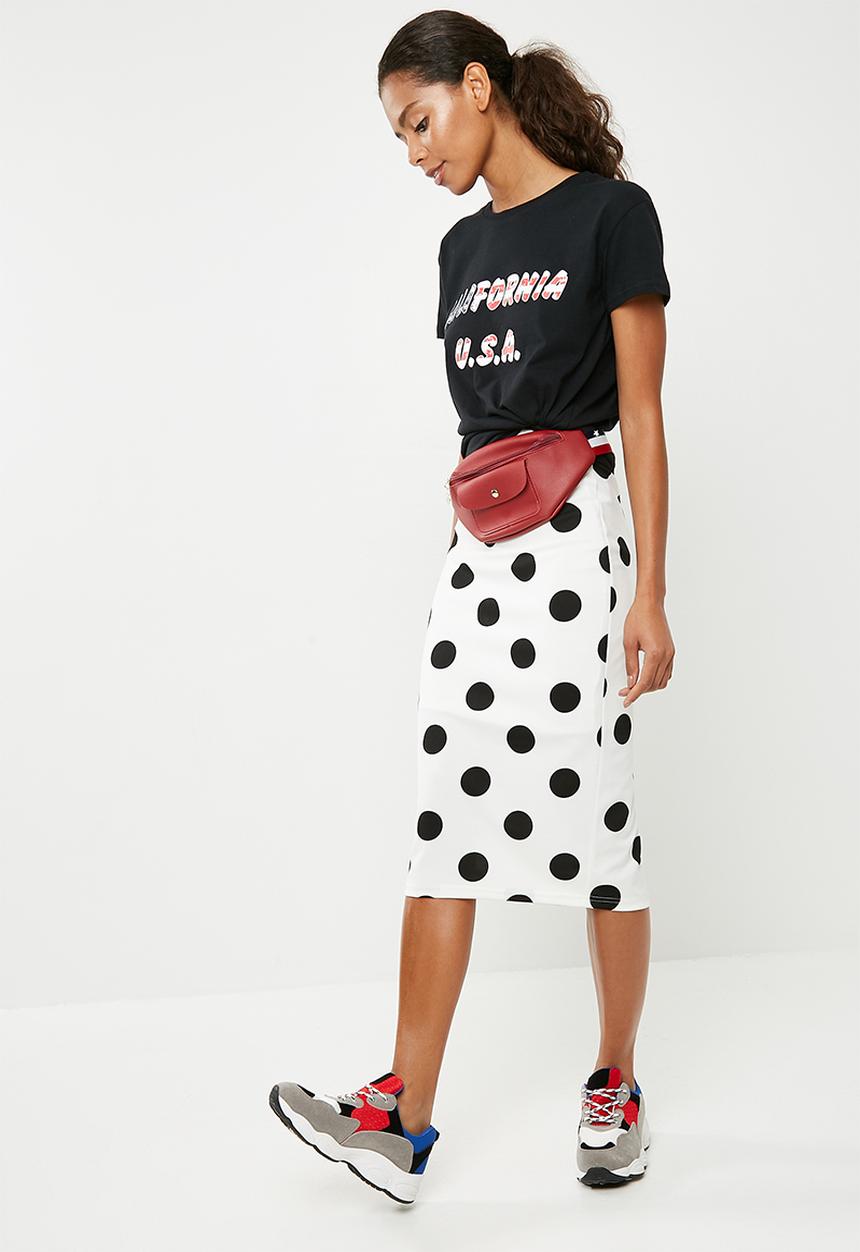 Superbalist - Pull on bodycon skirt - white & black 