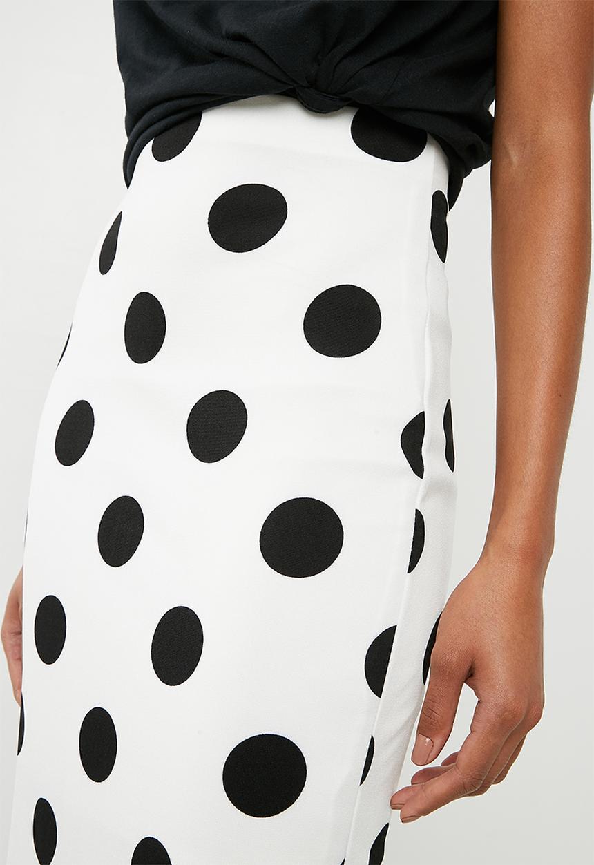 Superbalist - Pull on bodycon skirt - white & black 
