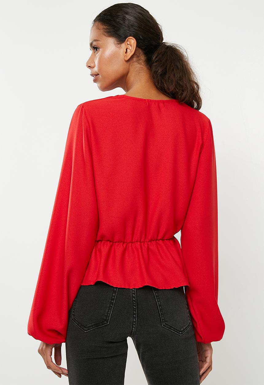 Superbalist - Feminine blouse with peplum - red