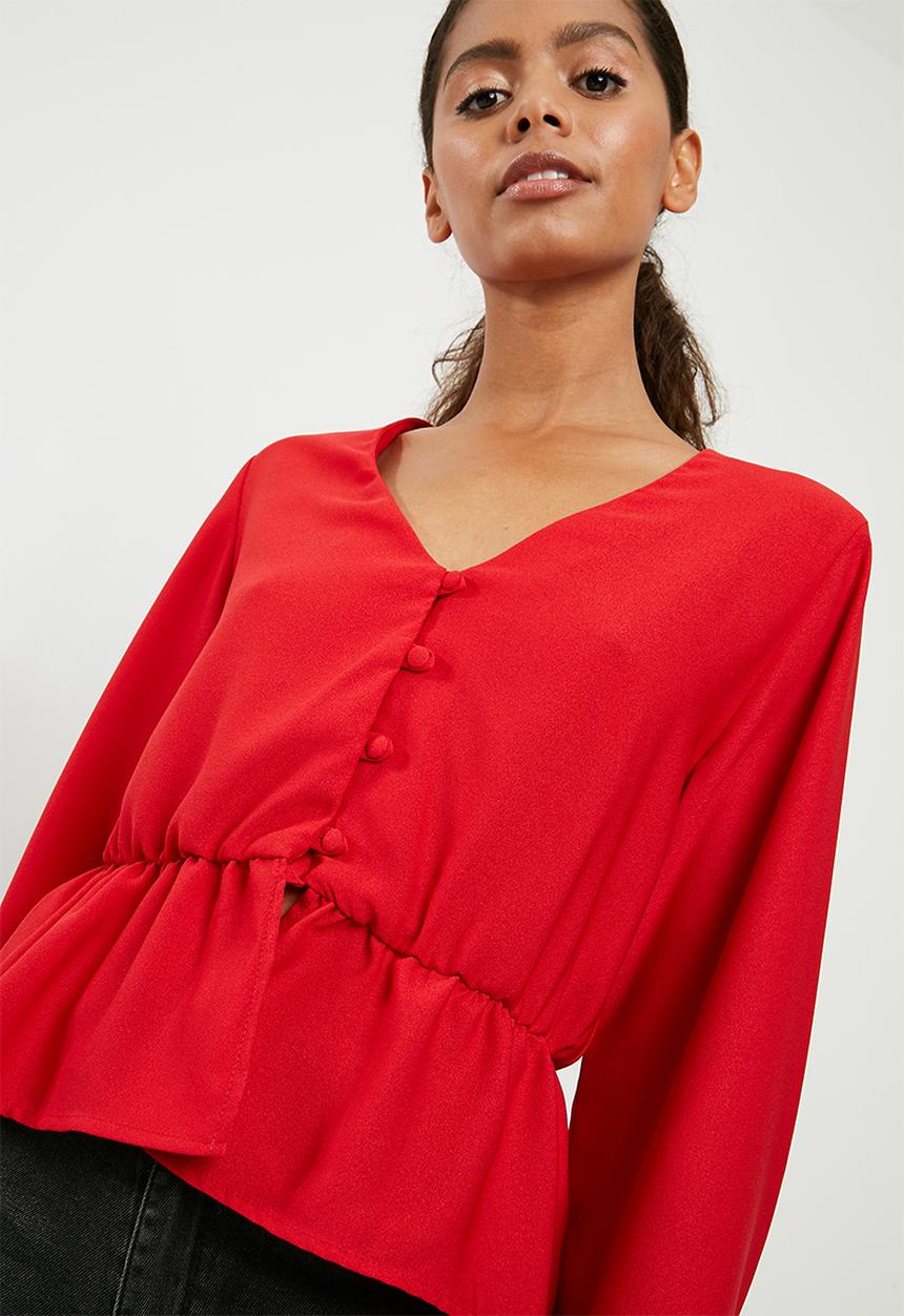 Superbalist - Feminine blouse with peplum - red