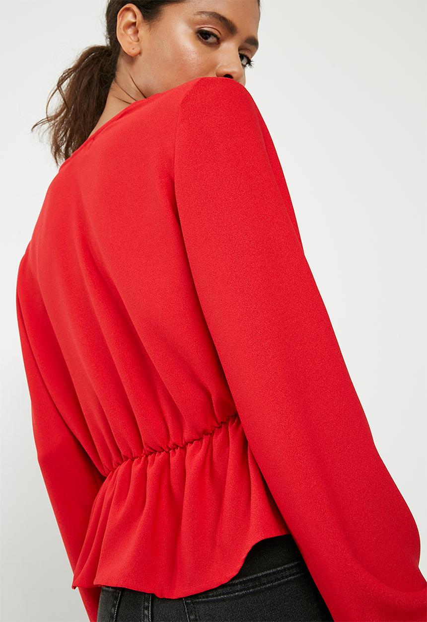 Superbalist - Feminine blouse with peplum - red