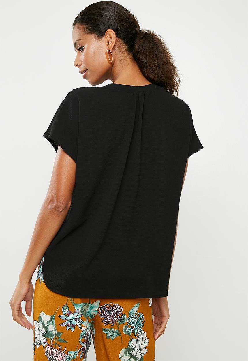 Superbalist - Mandarin collar shell top - black 