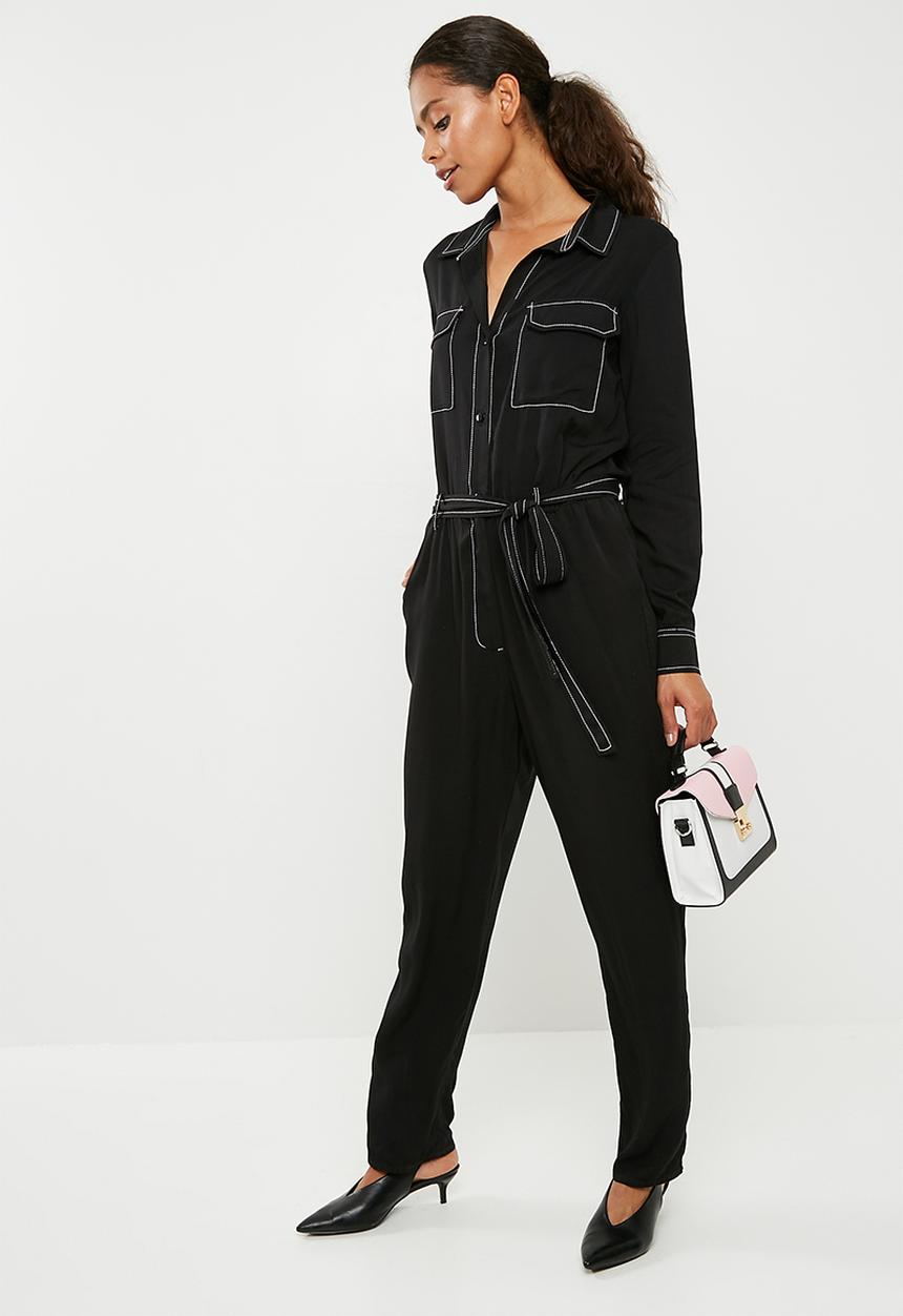 Superbalist - Boiler jumpsuit with contrast stitching - black 