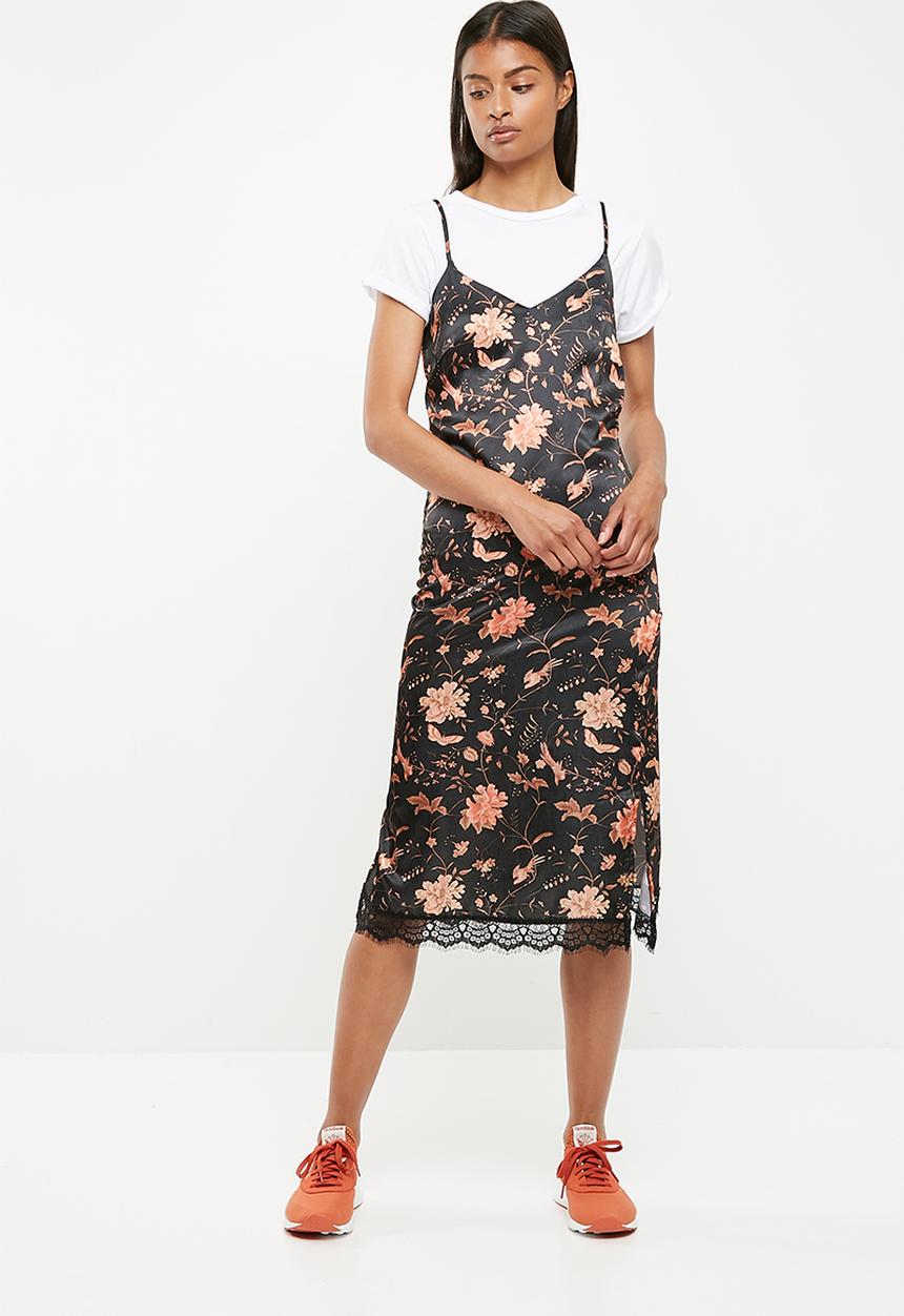 Superbalist - Midi slip dress with lace hem - multi