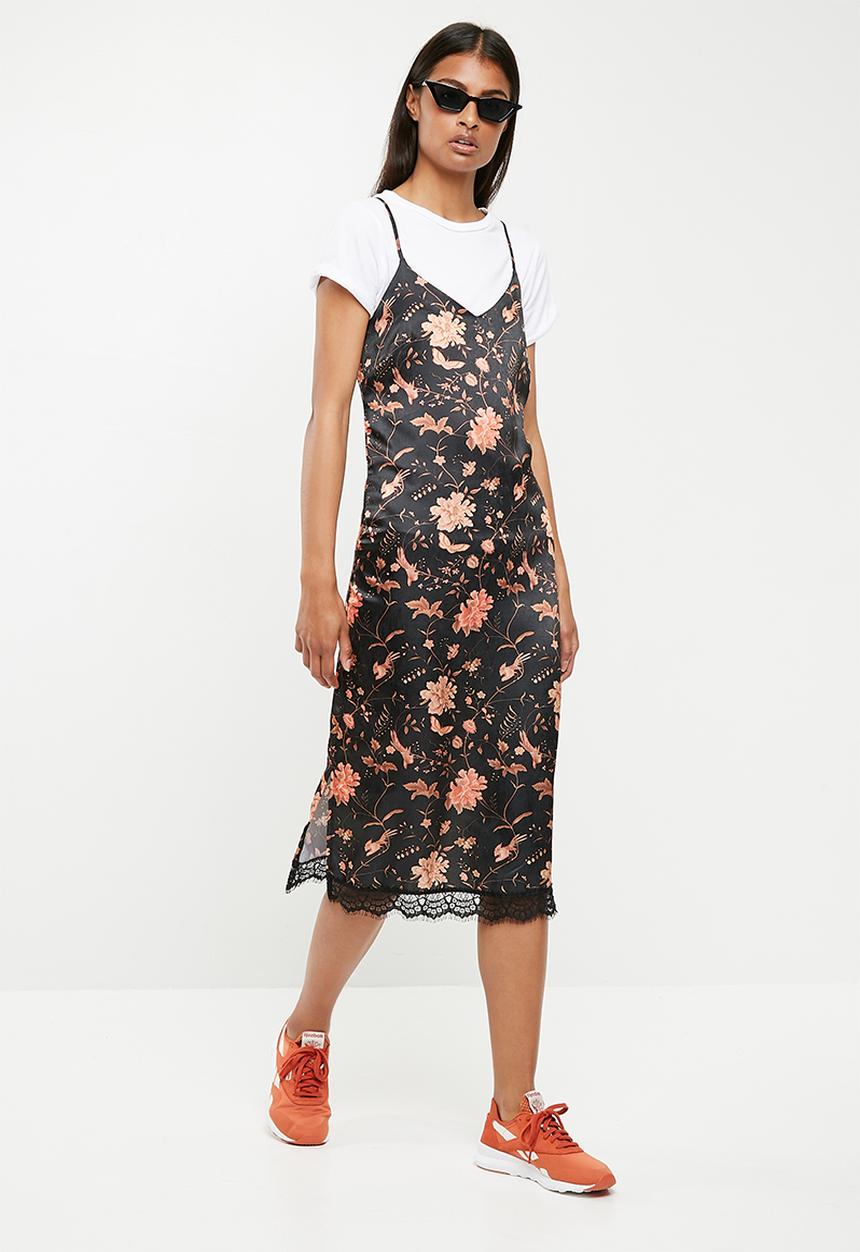 Superbalist - Midi slip dress with lace hem - multi