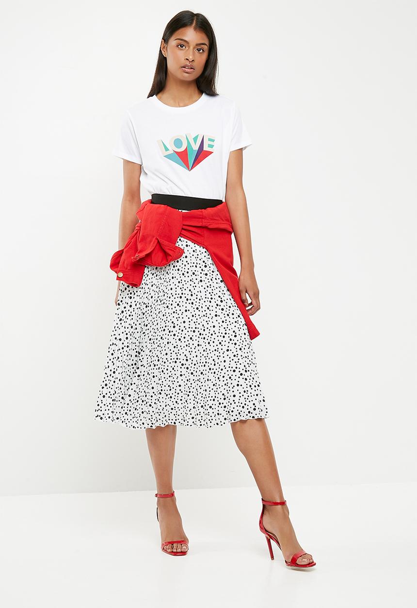 Superbalist - Pleated midi skirt - white & black 