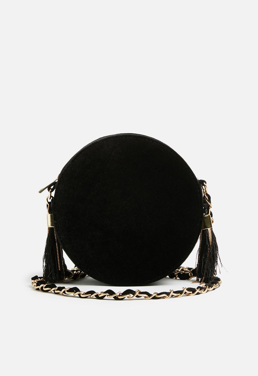 Missguided - Circle velvet tassel detail cross body bag - black