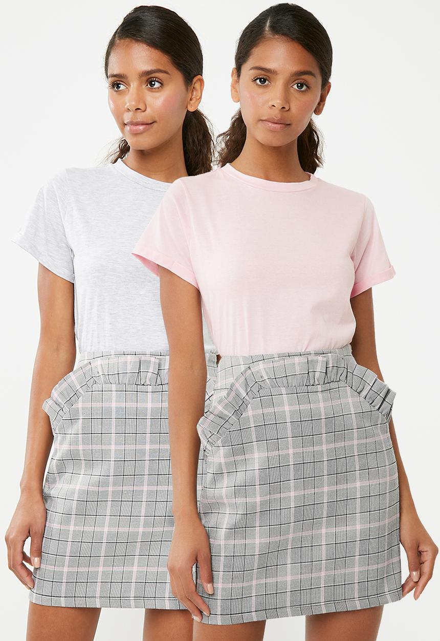 Superbalist - Scoop neck tee 2 pack - grey & pink 