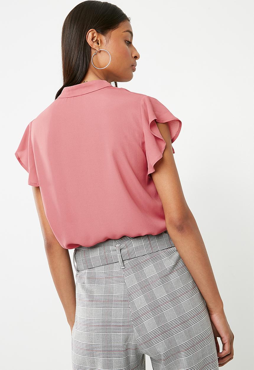 Superbalist - Ruffle sleeve key hole blouse - pink 