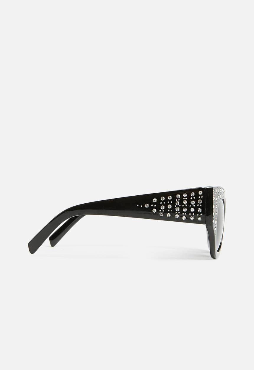 Missguided - Embellished thick cat eye sunglasses - black