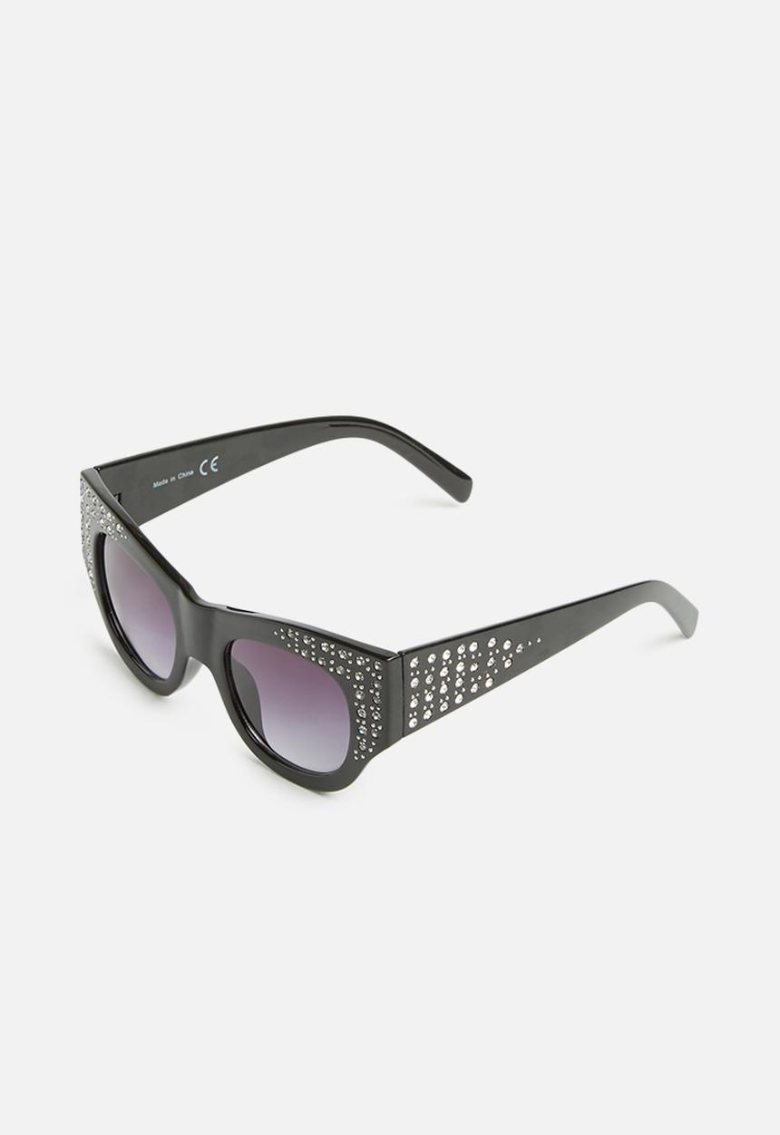 Missguided - Embellished thick cat eye sunglasses - black