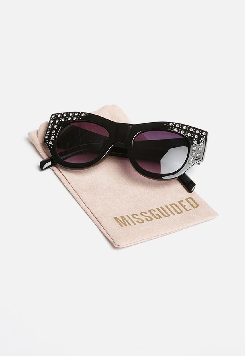 Missguided - Embellished thick cat eye sunglasses - black