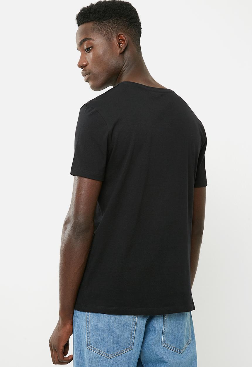 basicthread - Graphic crew neck tee - black