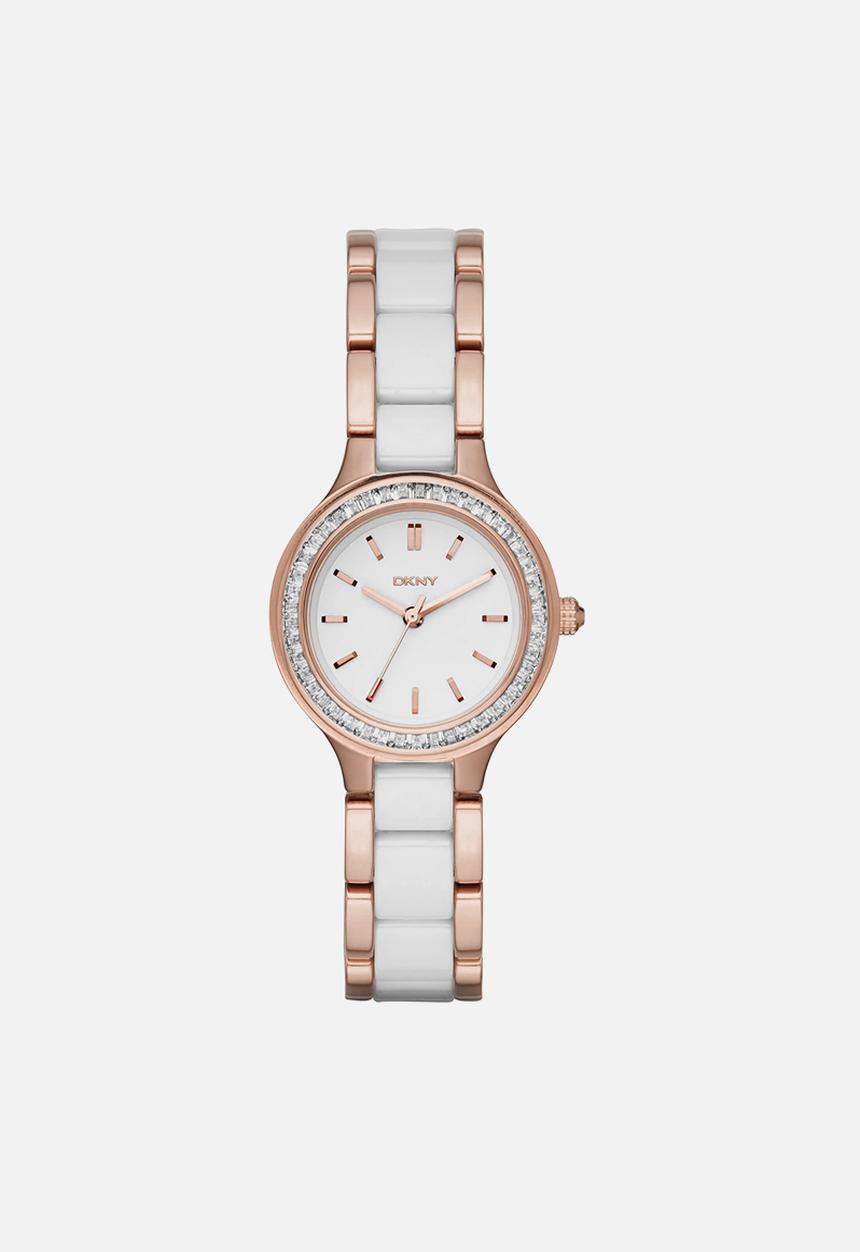 DKNY - DKNY chambers women - rose gold & white ceramic & stainless steel