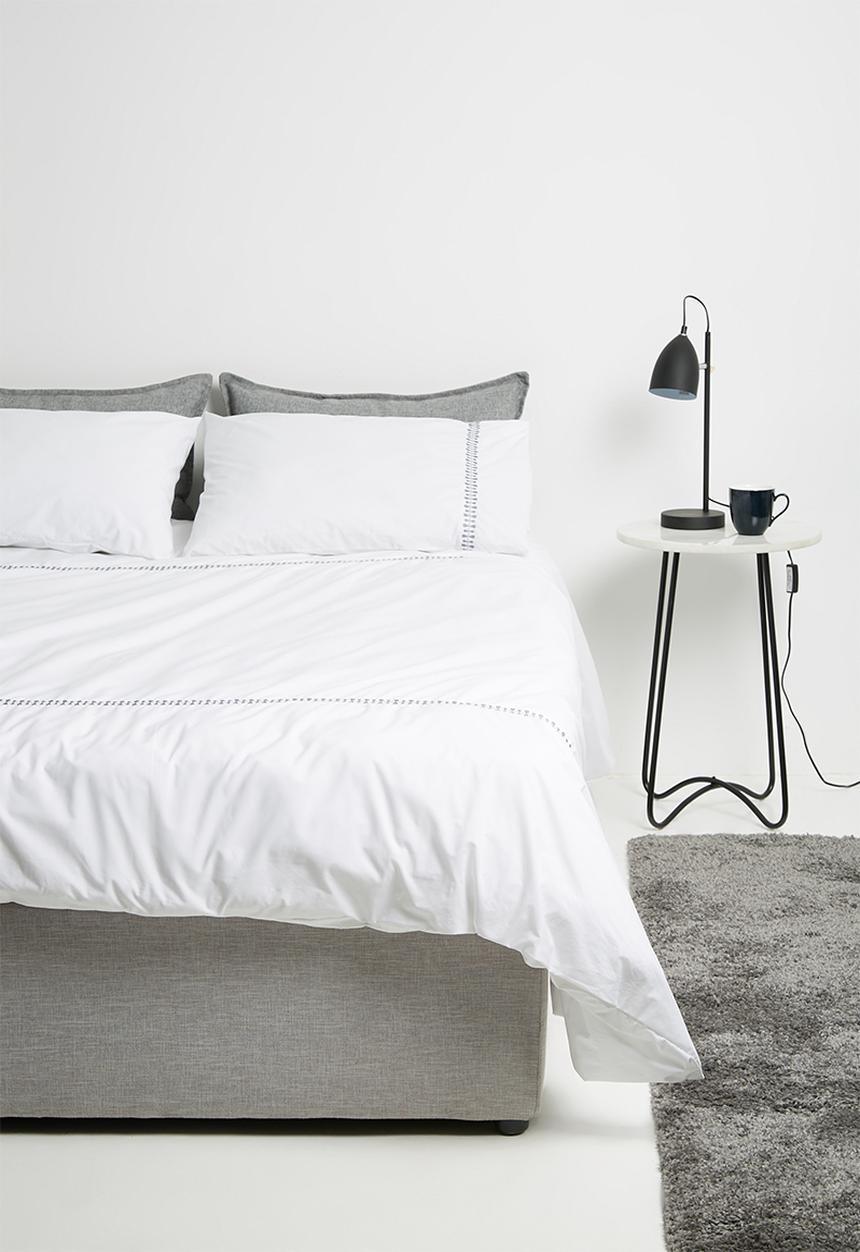 Sheraton Textiles - Elfin embroidered duvet cover set - white & grey