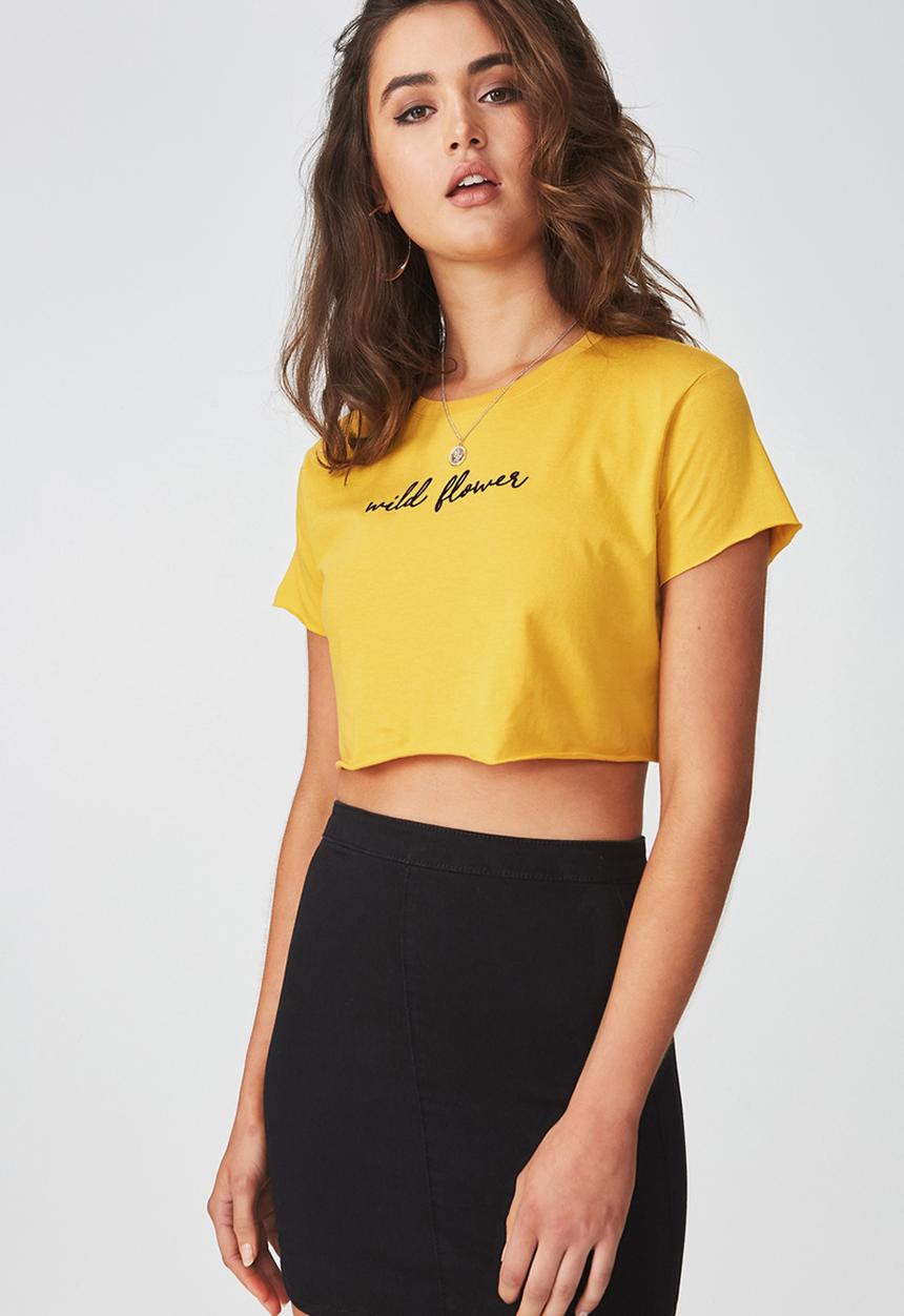 Supré  - Printed super crop tee - mustard