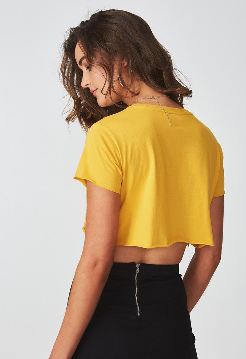 Supré  - Printed super crop tee - mustard