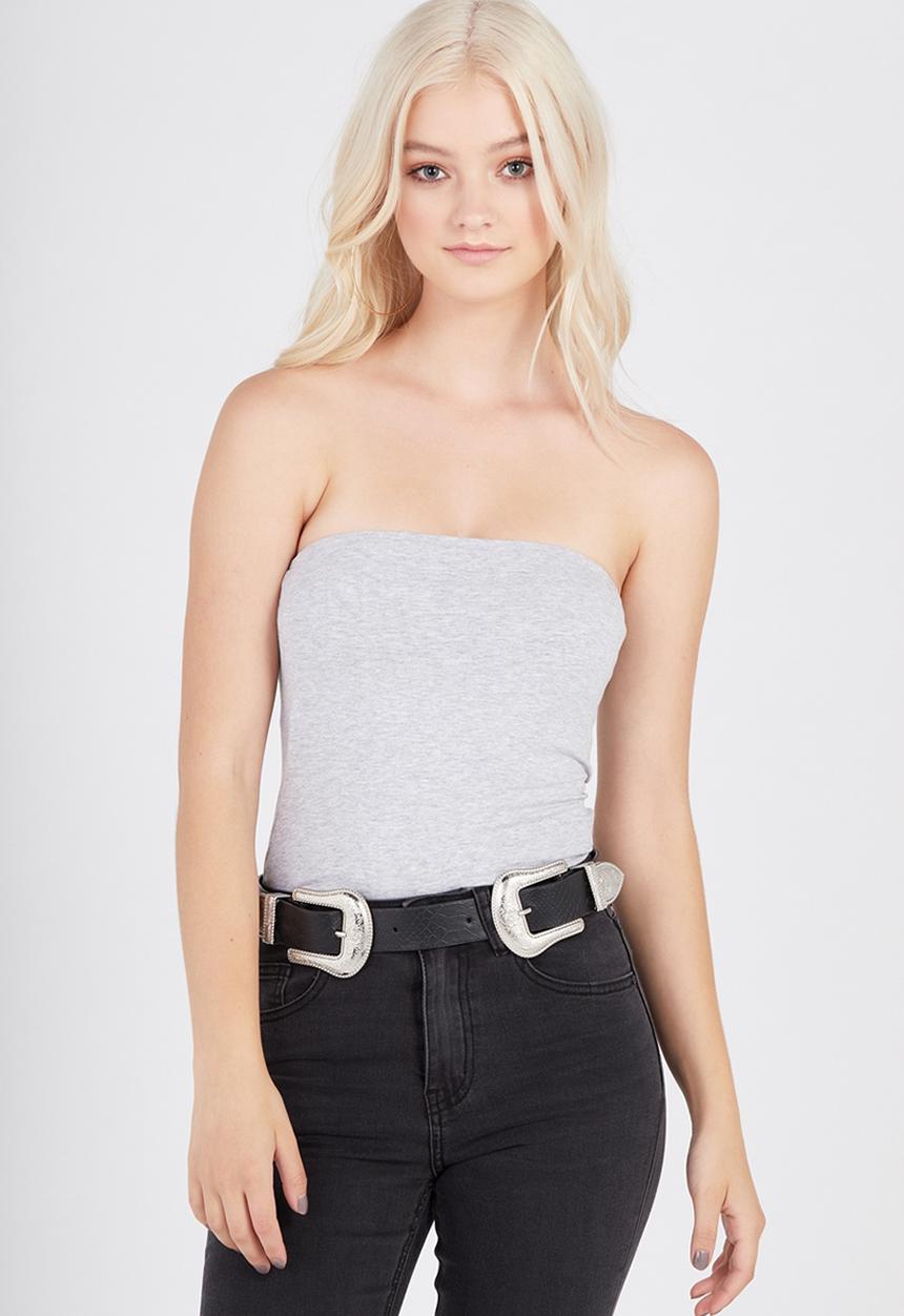 Supré  -  Long Boobtube Built-In Bra-Grey 