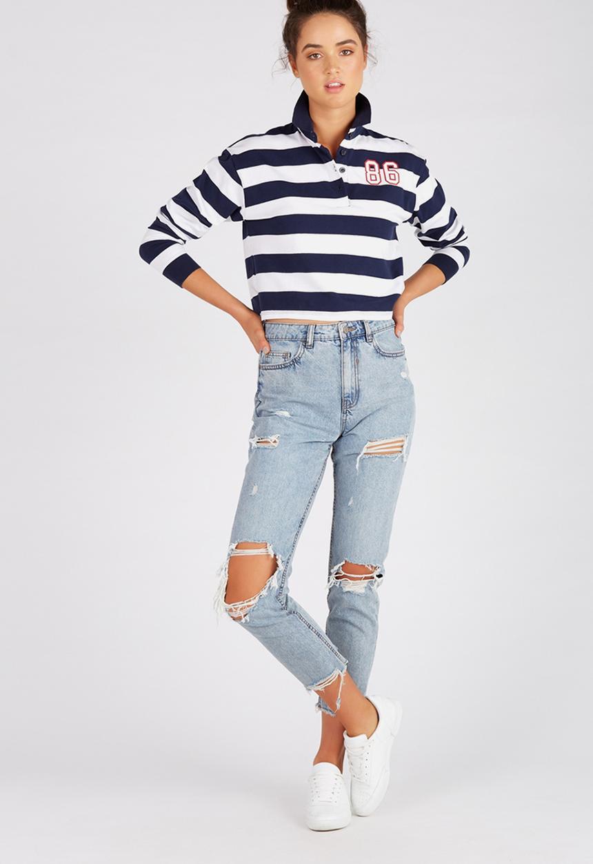 Supré  - Rugby top - navy - stripe 