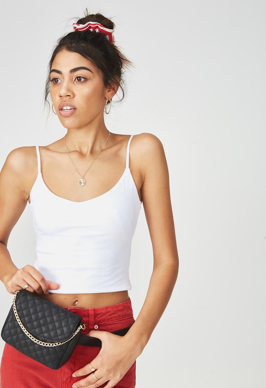 Supré  - Hayley v neck cropped top - white