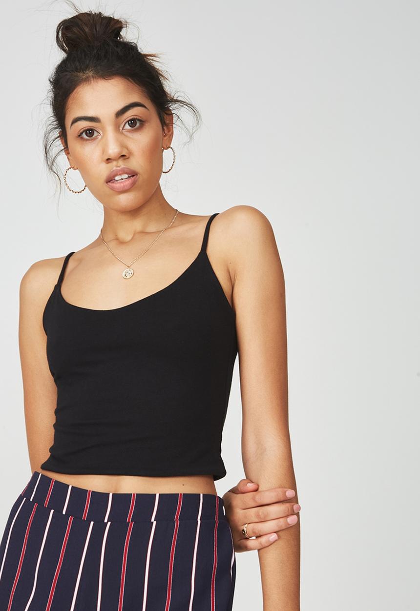 Supré  - Hayley v neck cropped top - black 