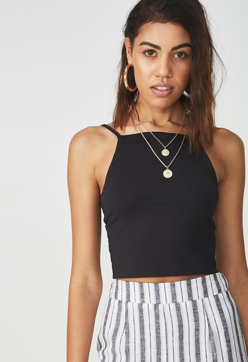 Supré  - Luxe high neck crop - black