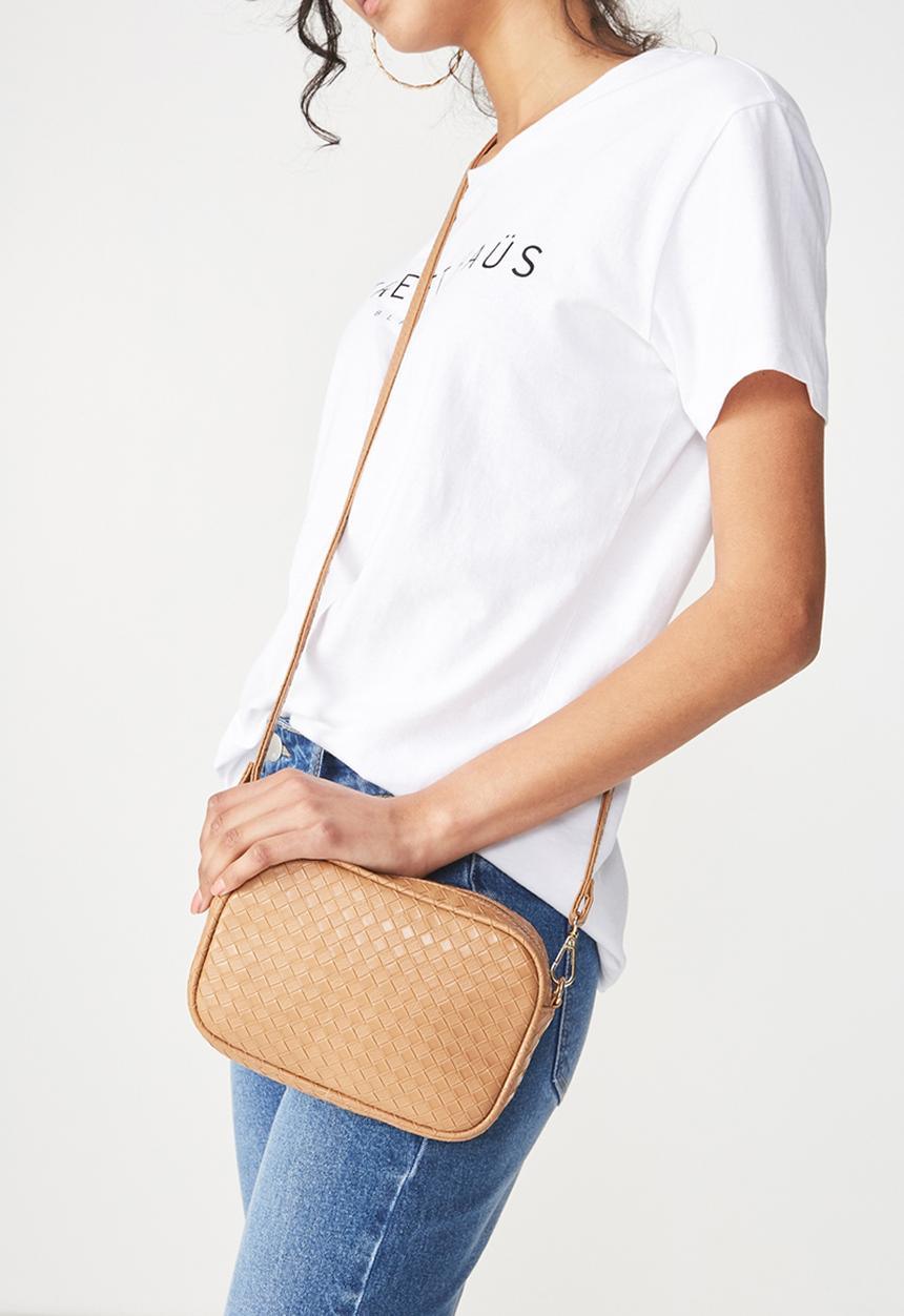 Rubi - Cameron cross body bag - tan woven