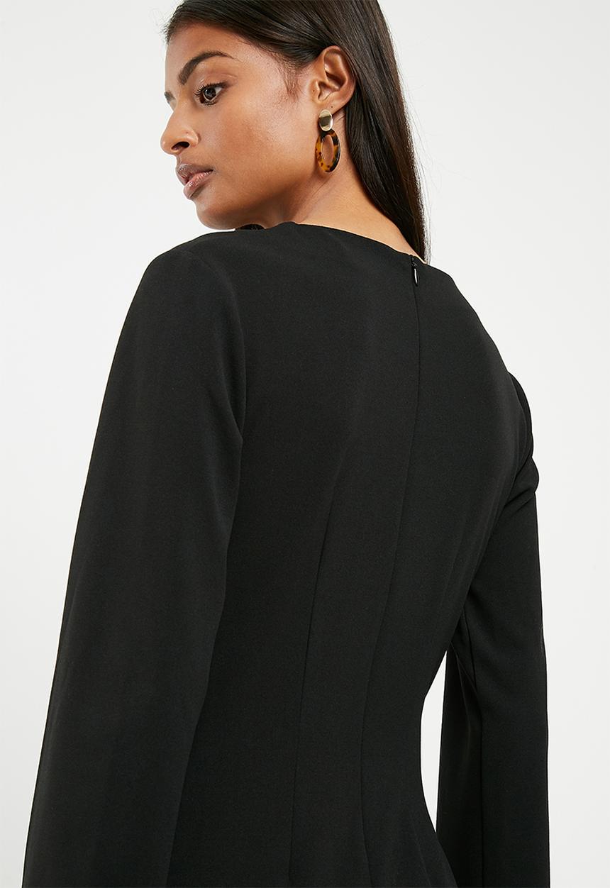 Superbalist - Long sleeve knit detail dress - black