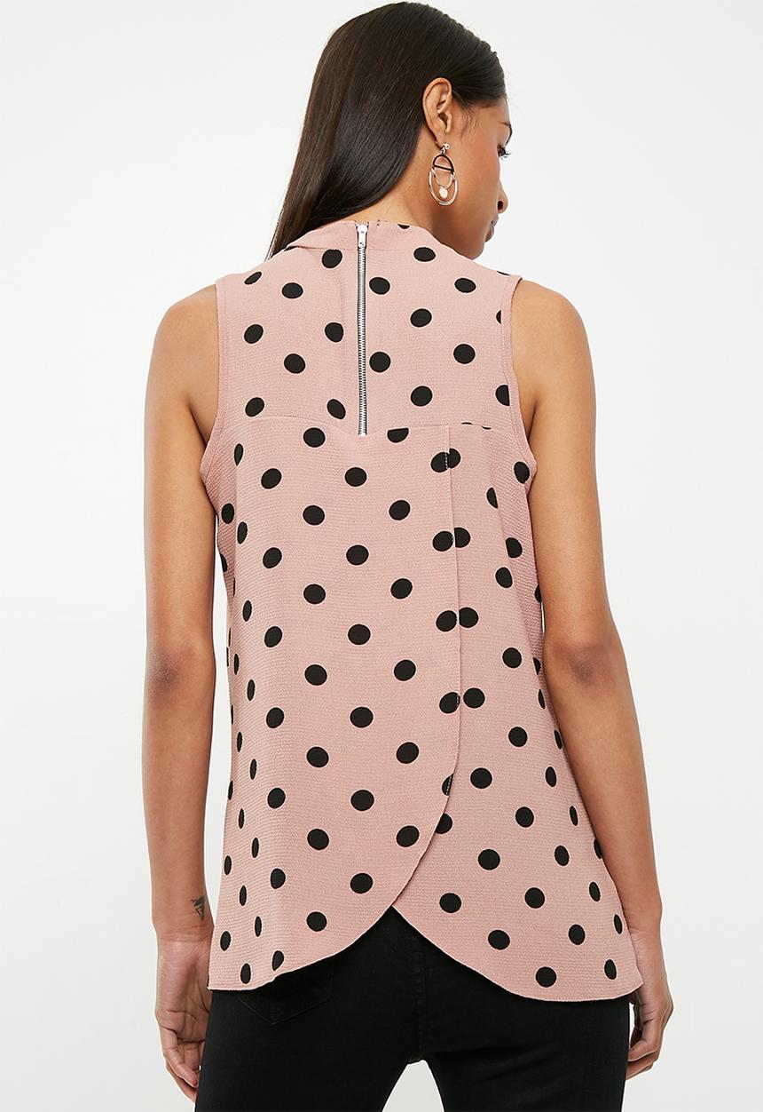 Superbalist - Turtle neck blouse with wrap back - brown & black