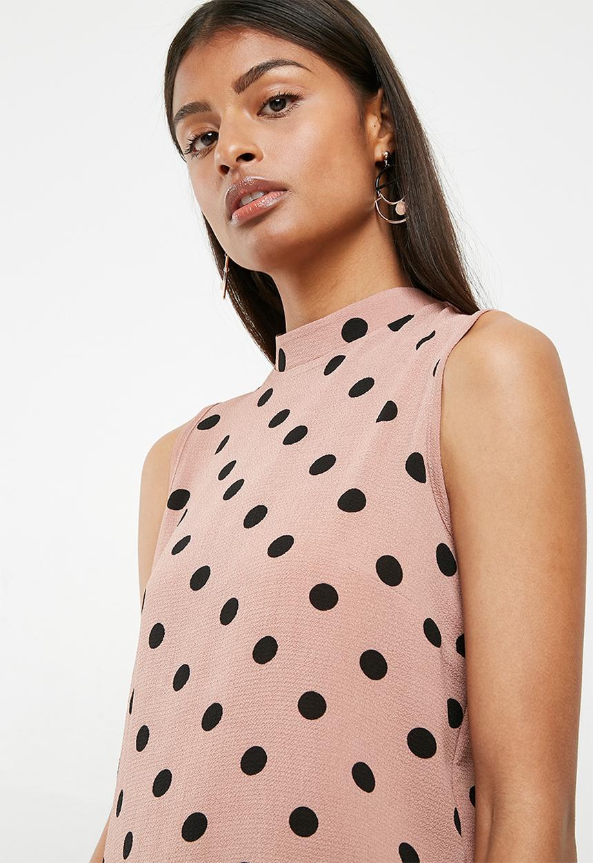Superbalist - Turtle neck blouse with wrap back - brown & black