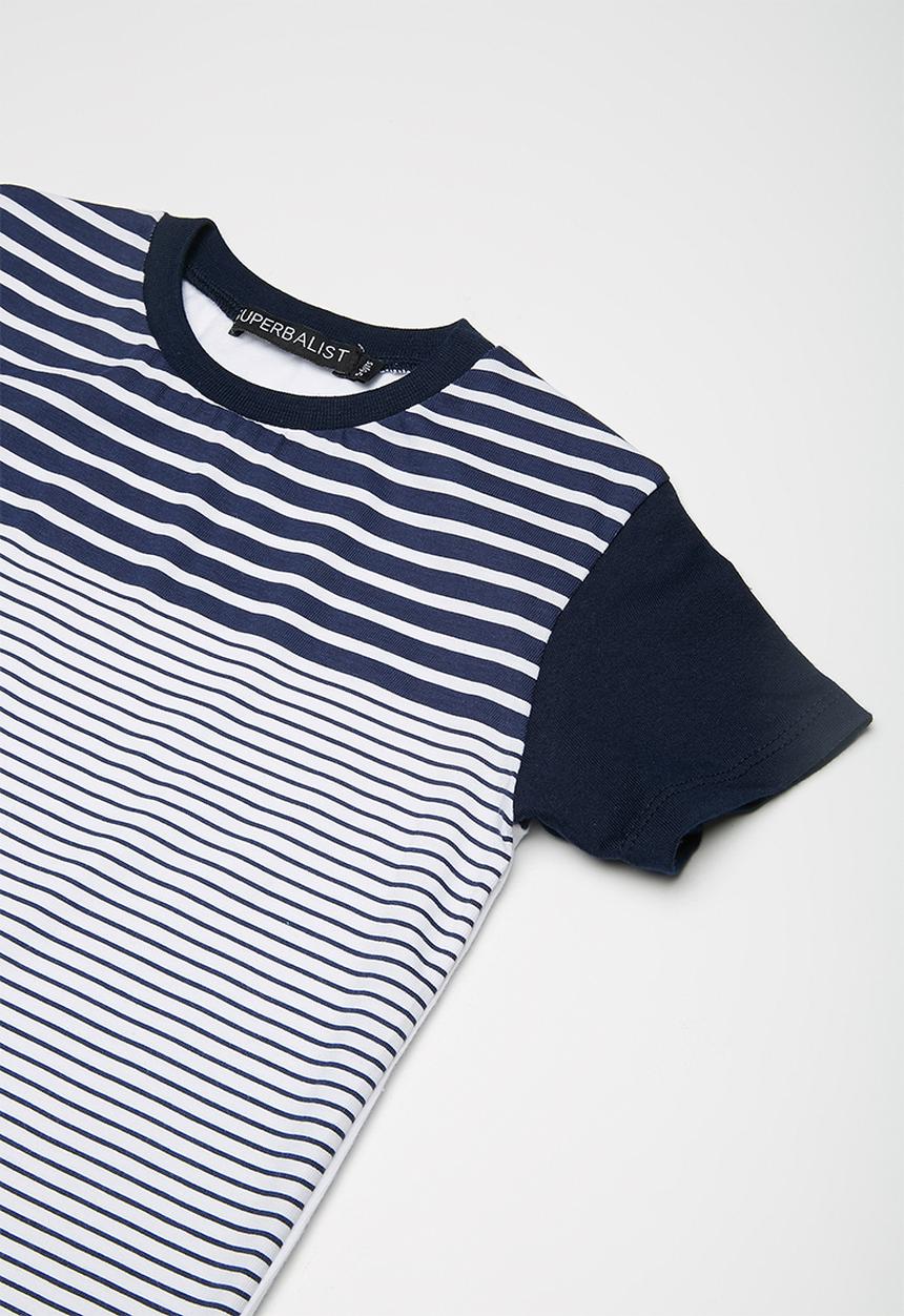 Superbalist - Kids boys stripe print tee - navy & white