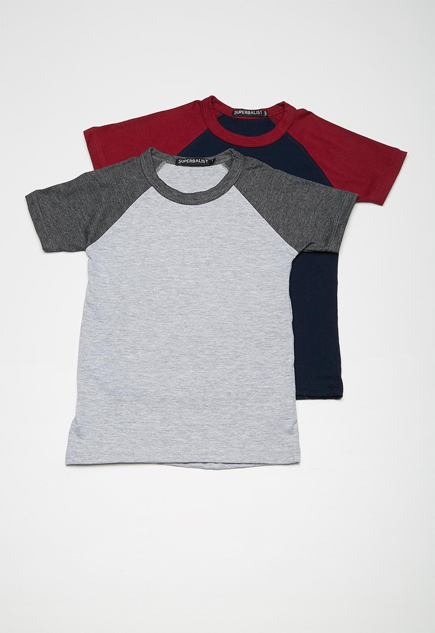 Superbalist - Kids boys 2 pack raglan tee - grey and navy
