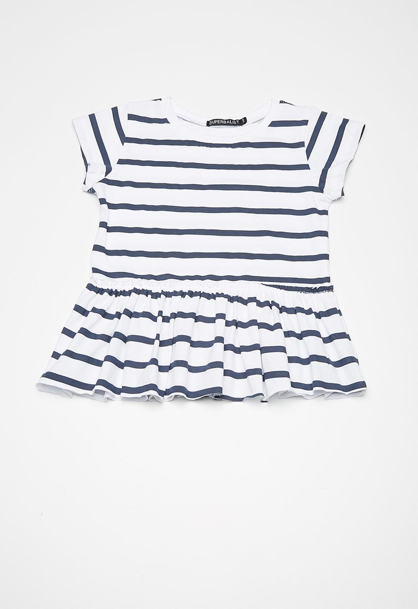 Superbalist - Kids girls peplum tee - navy & white 