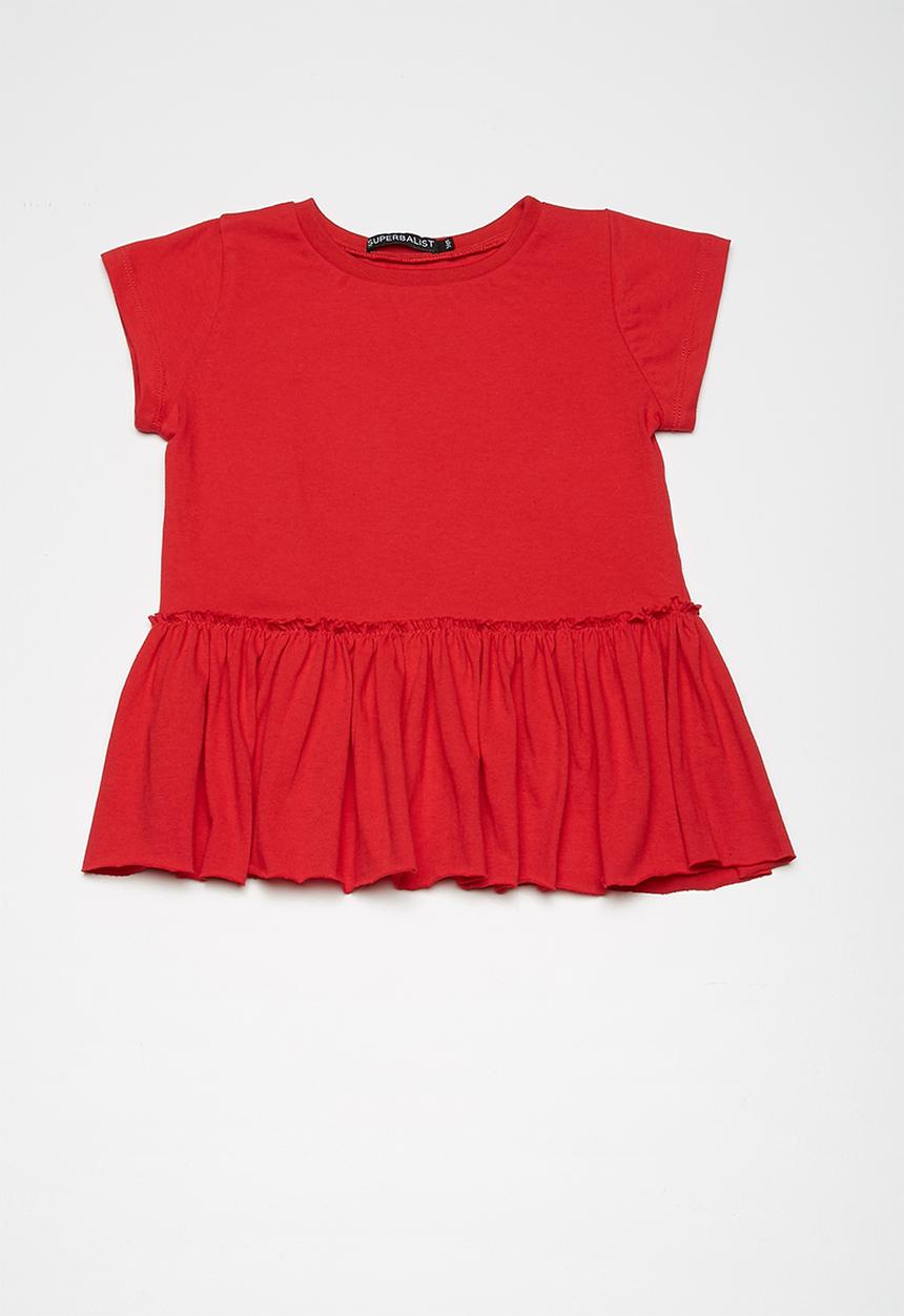 Superbalist - Kids girls peplum tee - red 