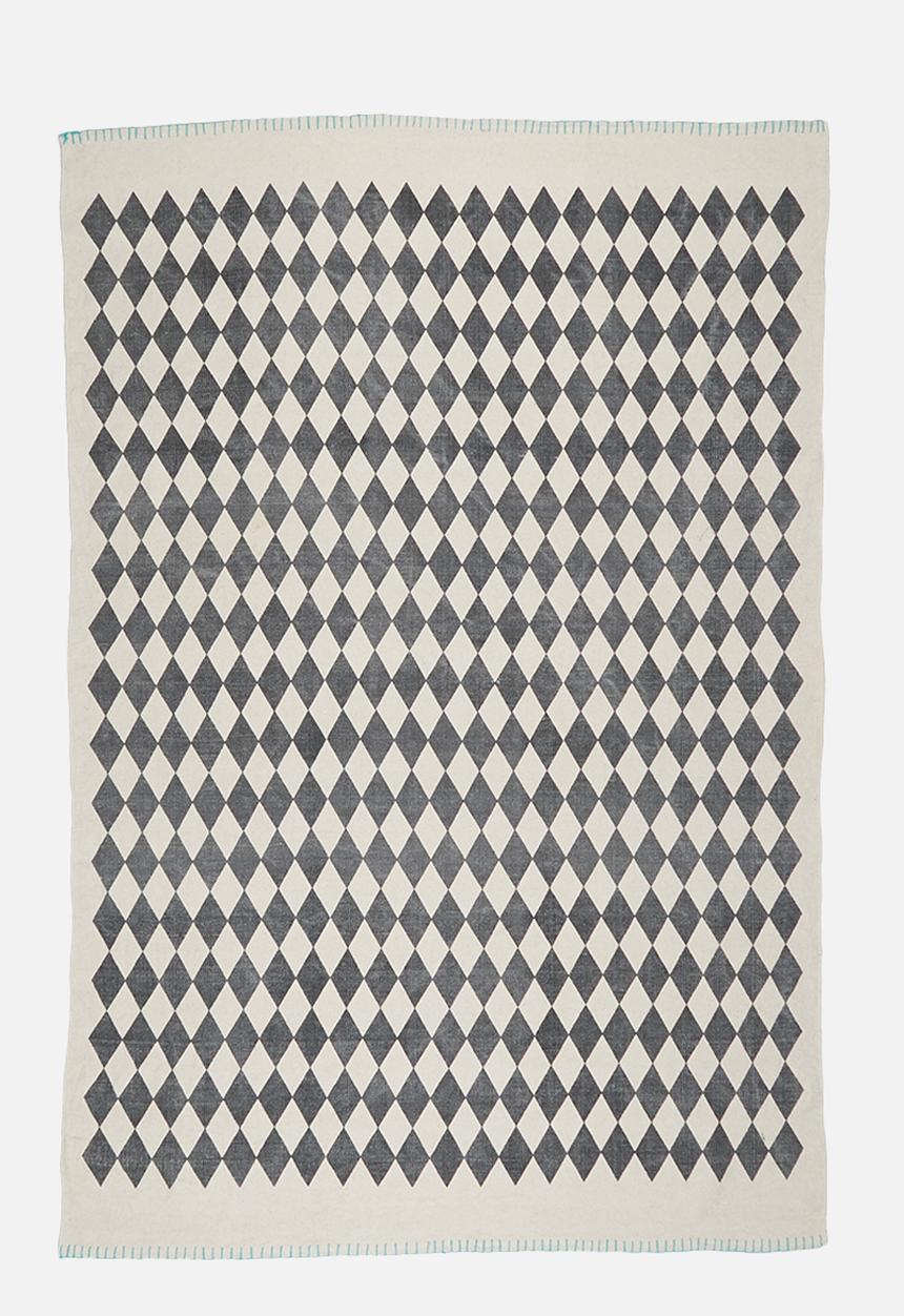 Sixth Floor - Croci printed rug - grey & blue
