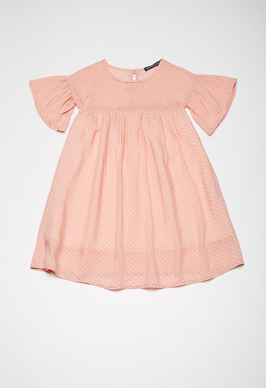 Superbalist - Fluted sleeve dress - pink & white 