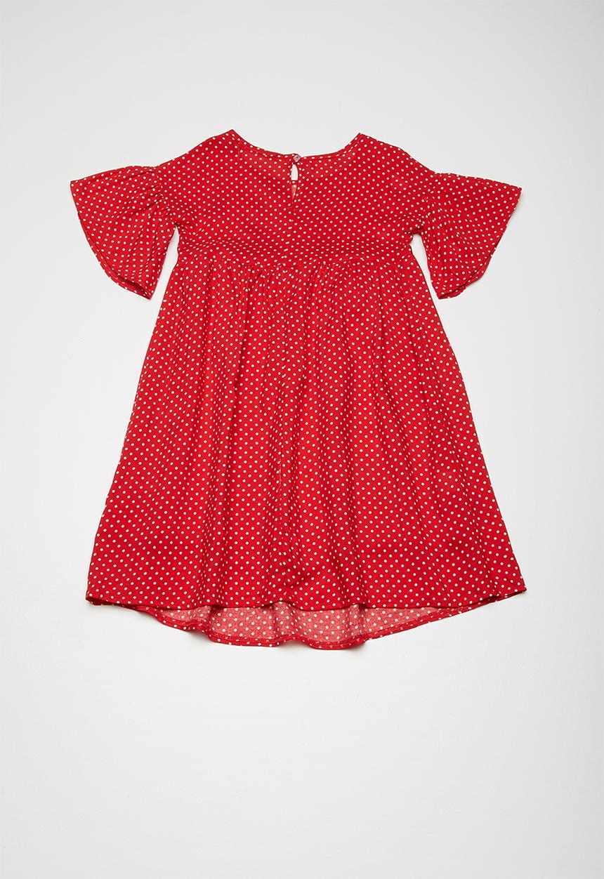 Superbalist -  Fluted sleeve dress - red & white 