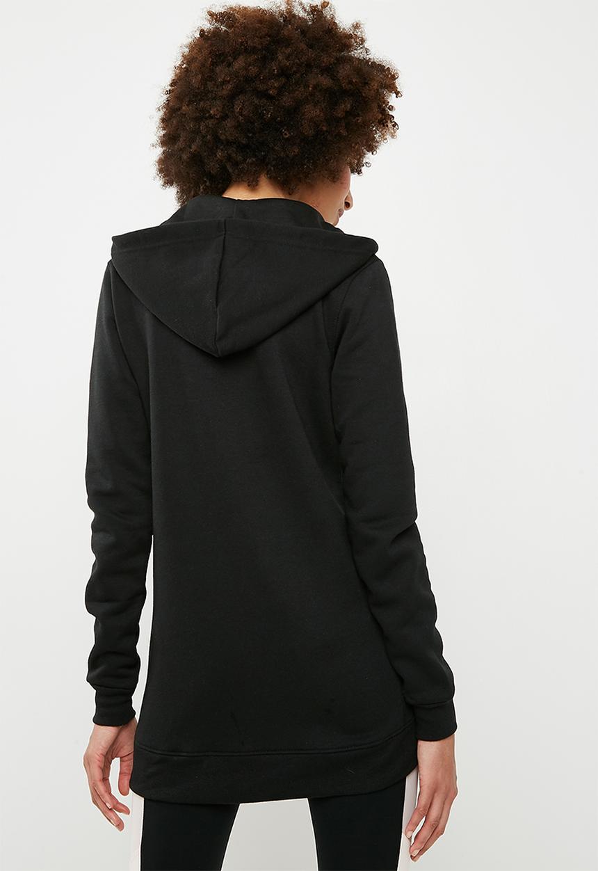 dailyfriday - Long length zip through hoodie - black