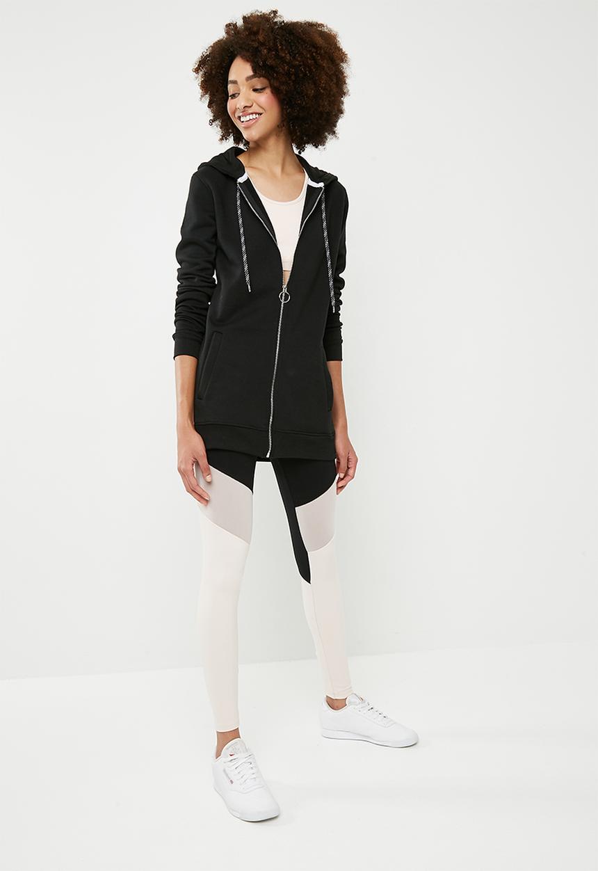 dailyfriday - Long length zip through hoodie - black