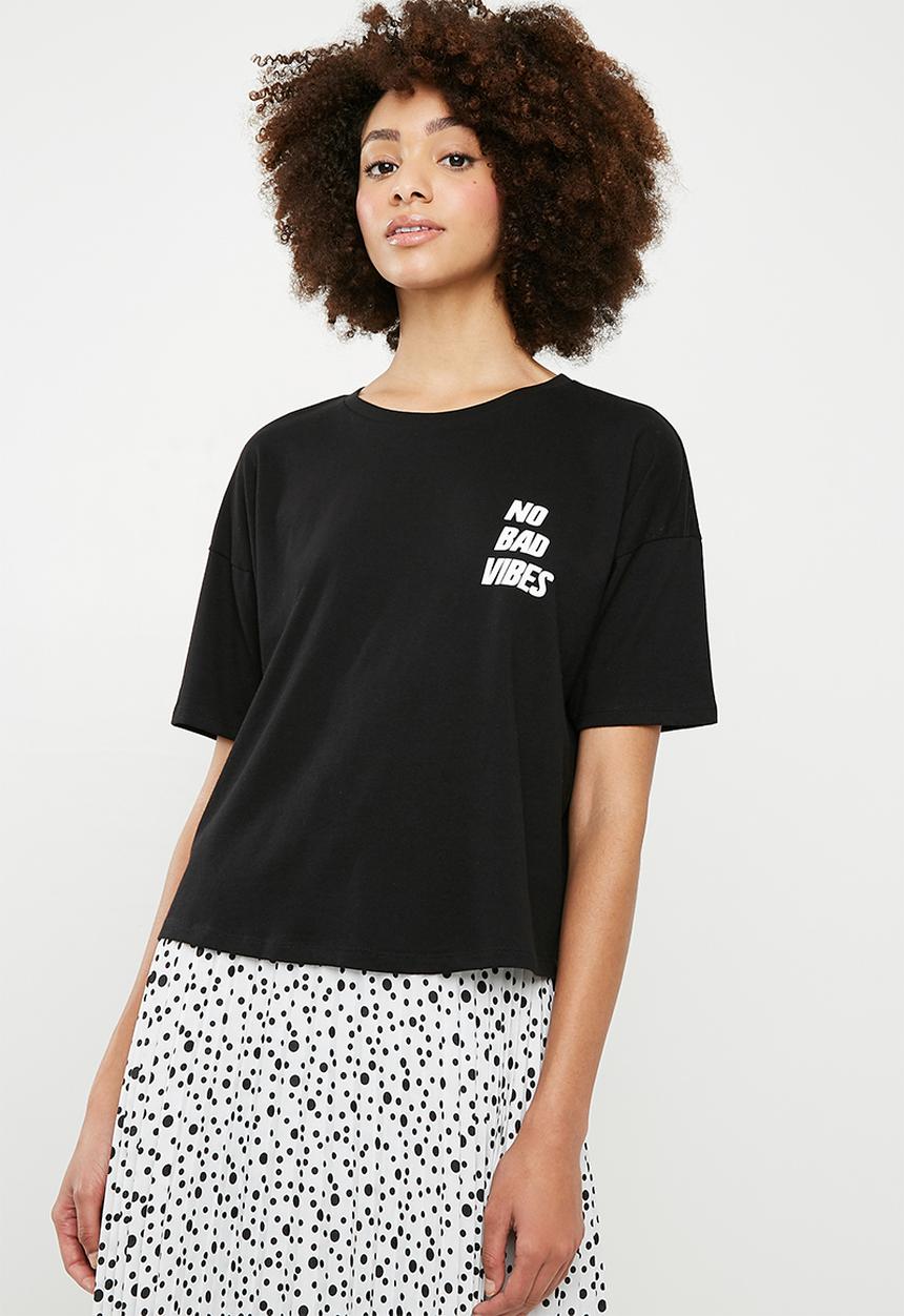 Superbalist - Drop shoulder slogan tee - black 