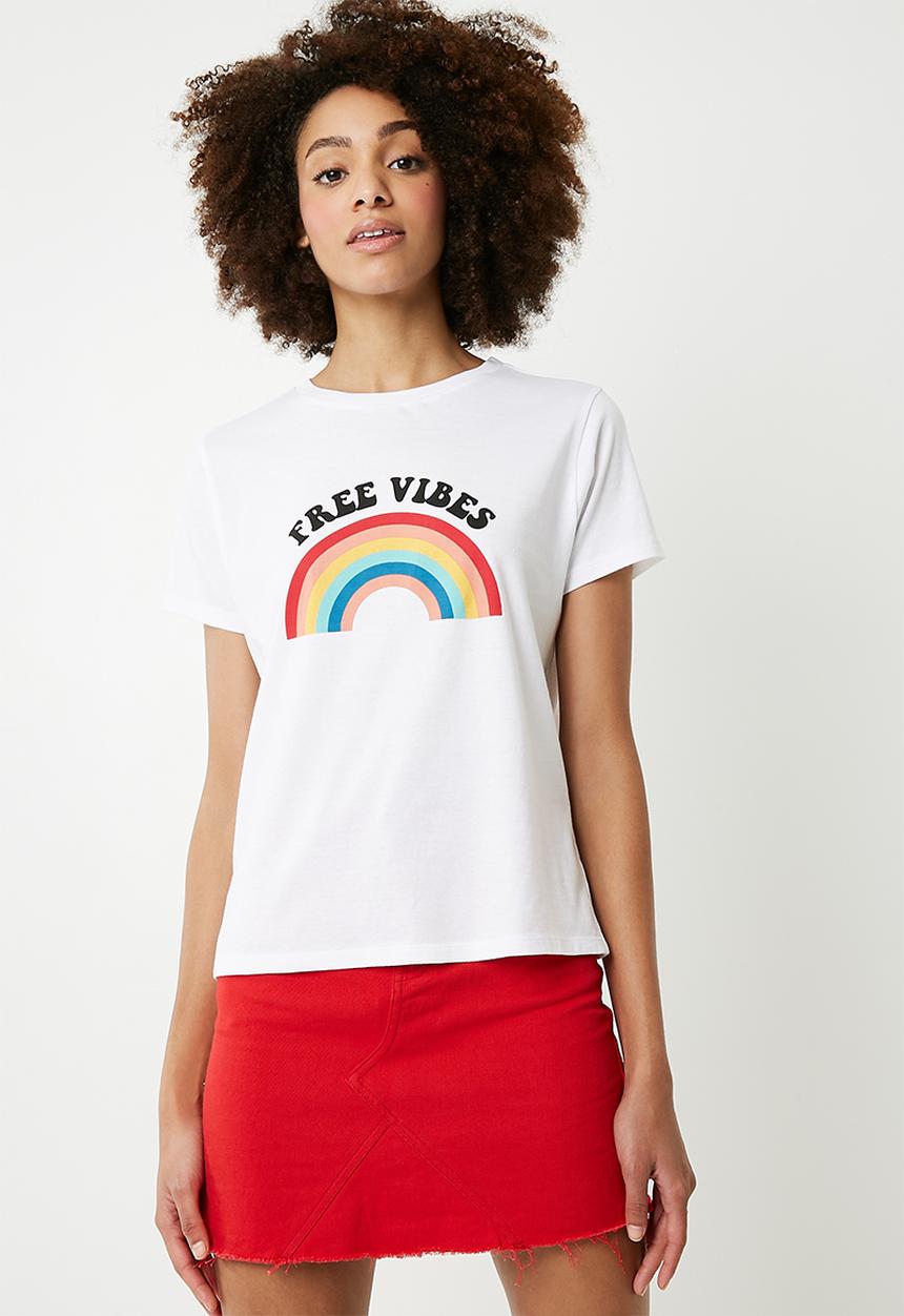 Superbalist - Scoop neck tee with graphic - white 