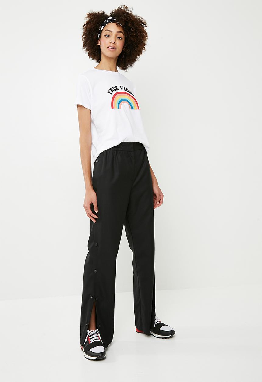 Superbalist - Long leg pant with popper detail - black