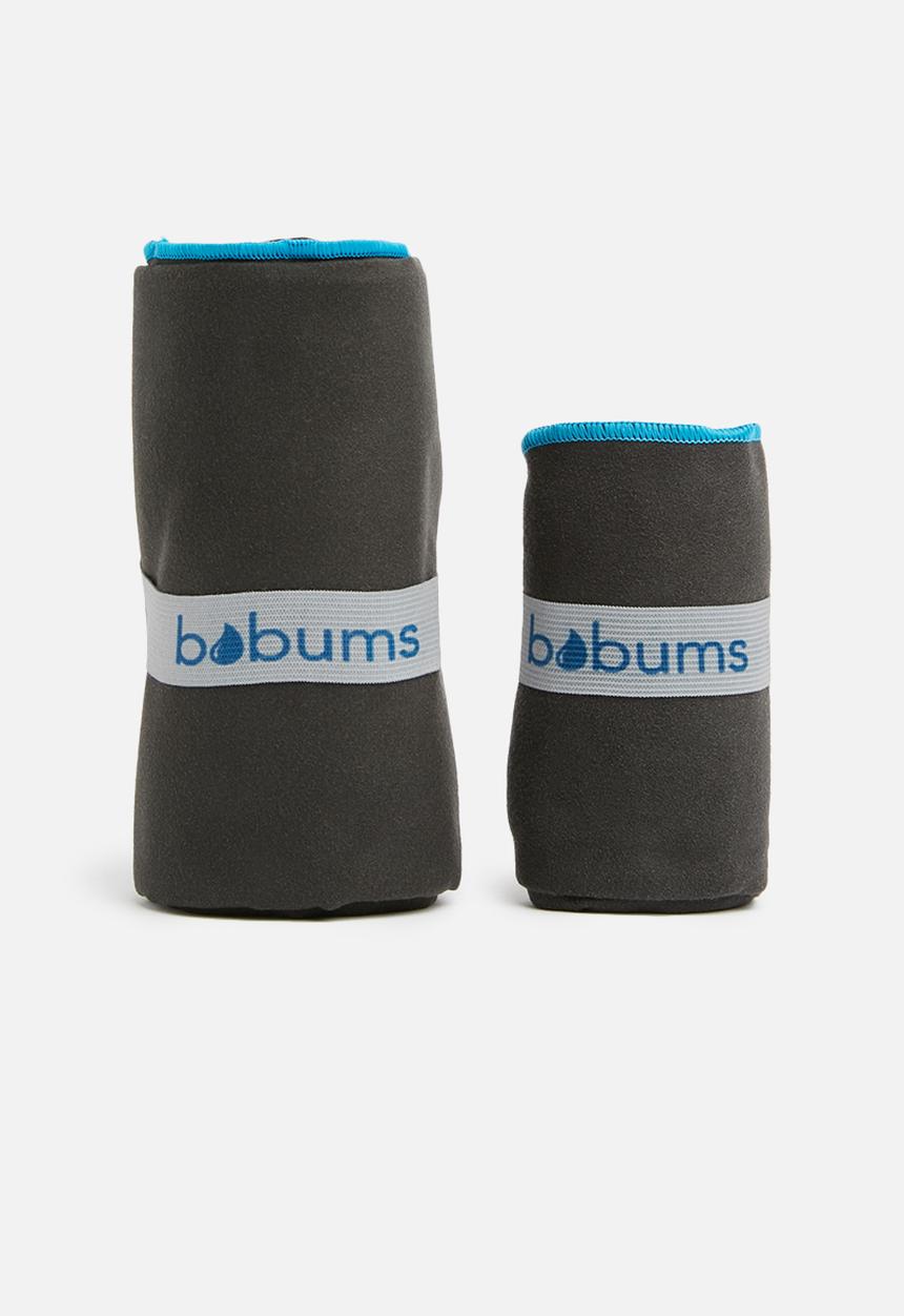 Bobums - Yoga and gym towel set - gun metal & blue