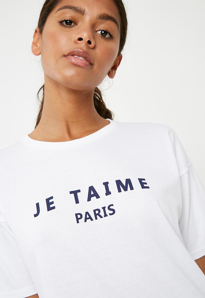 Superbalist - Je taime Paris graphic tee - white 