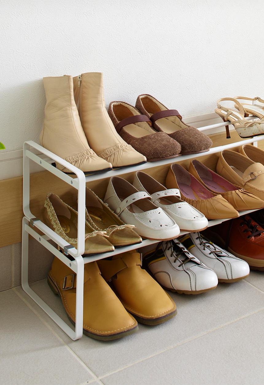 Yamazaki -  Expandable 3 tier shoe rack - white