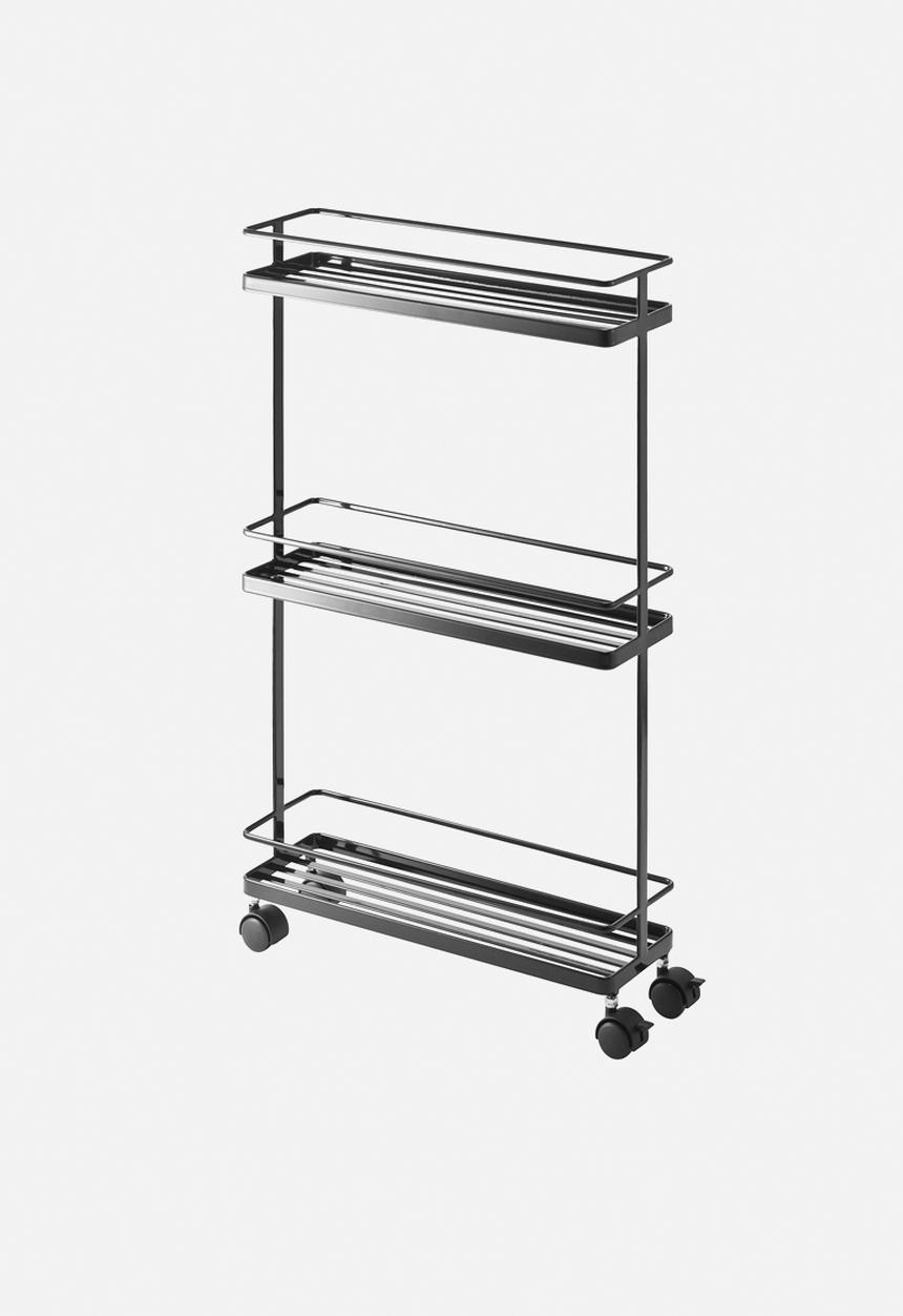 Yamazaki - Tower slim kitchen storage cart - black