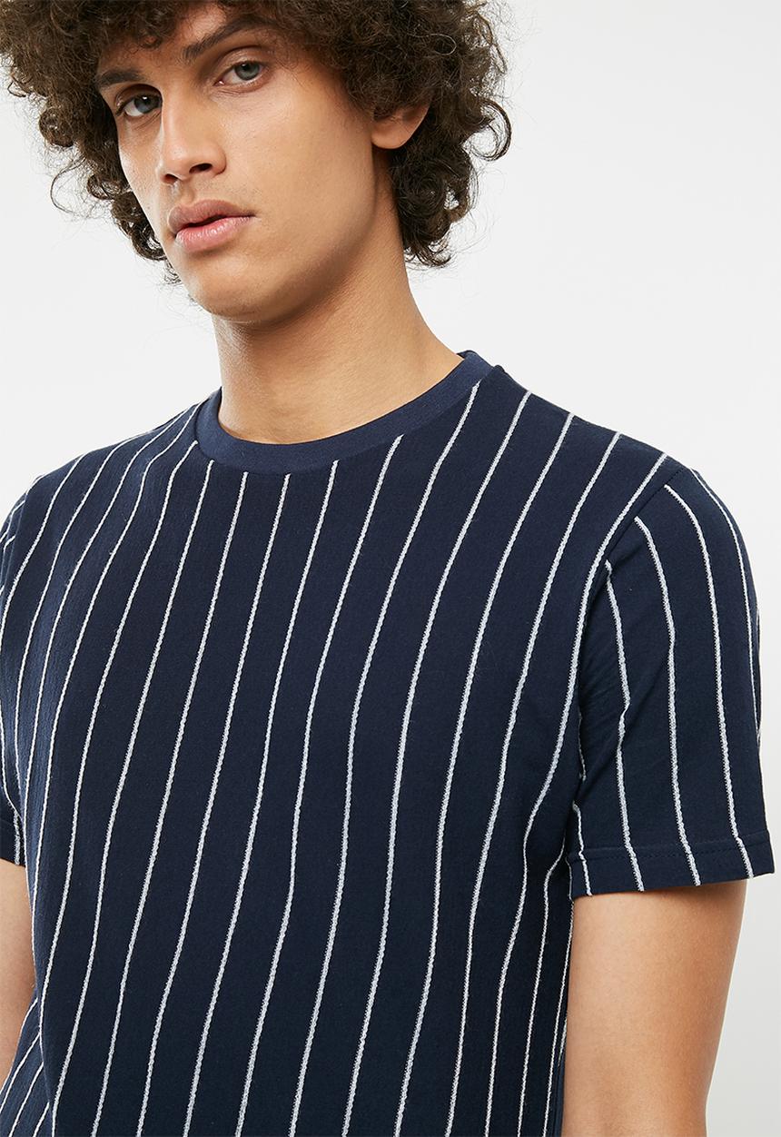 Bellfield - Pinstripe tee - navy 