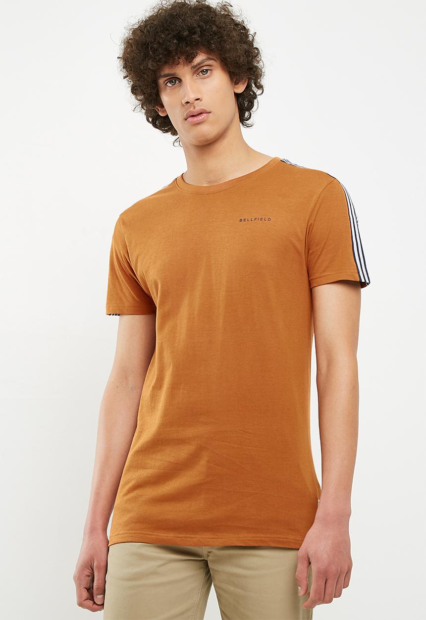 Bellfield - Striped sleeve tee - tan 
