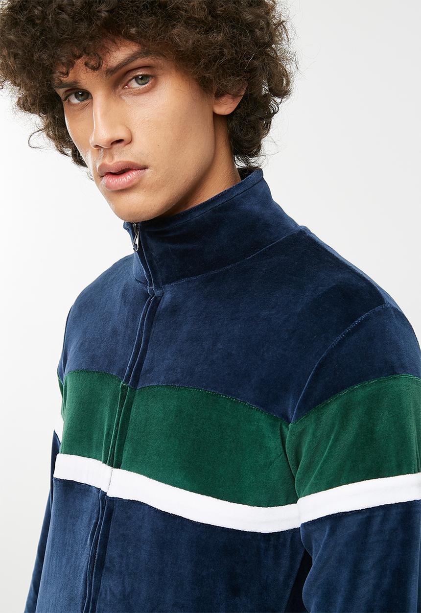Bellfield - Velour cut & sew panelled top - multi 